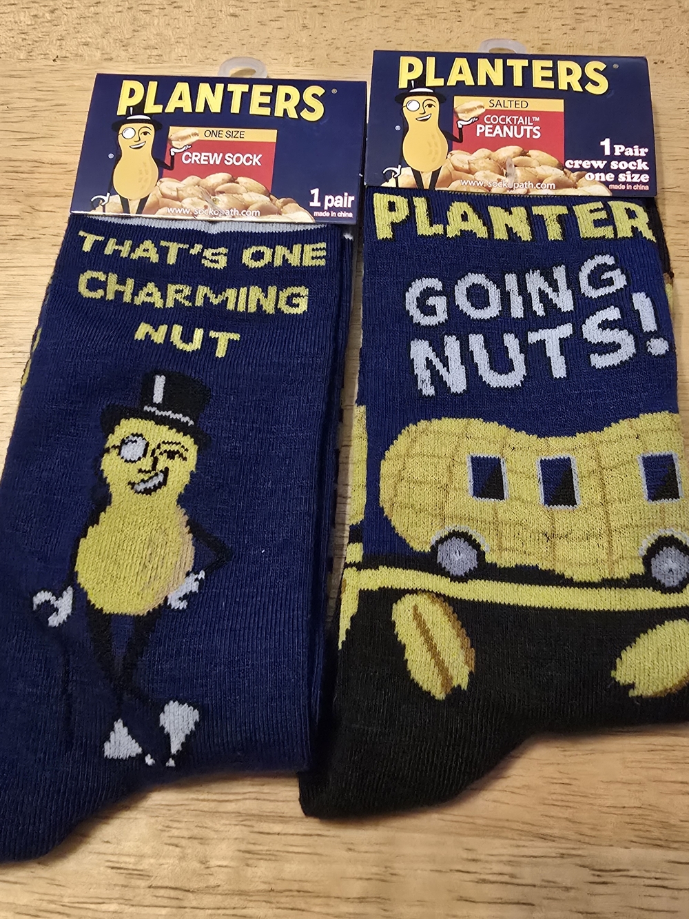 NWT Planters Mr Peanut Funny Crew Socks 2 Pair Bundle Adult - FUNNY